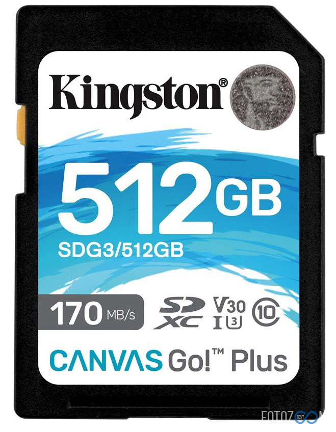 Карта памяти Kingston Canvas Go Plus SDXC UHS-I U3 V30 512Gb (R170/W70 Mb/s)