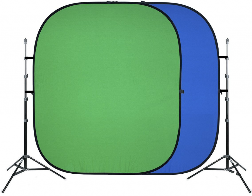 Фон хромакей двухсторонний Green / Blue 2.5m x 2.5m + Стойки